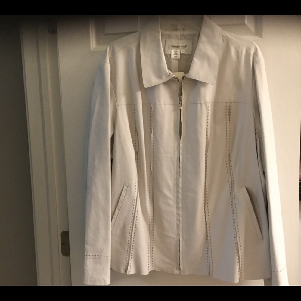 Coldwater Creek White Leather Jacket